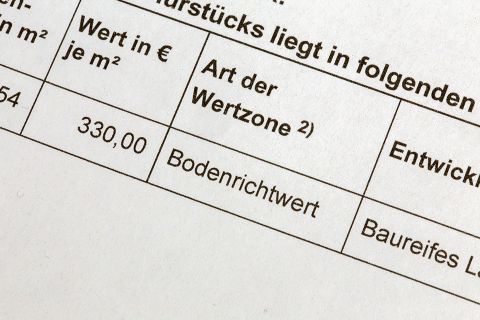 Foto: Dokument mit Bodenrichtwert